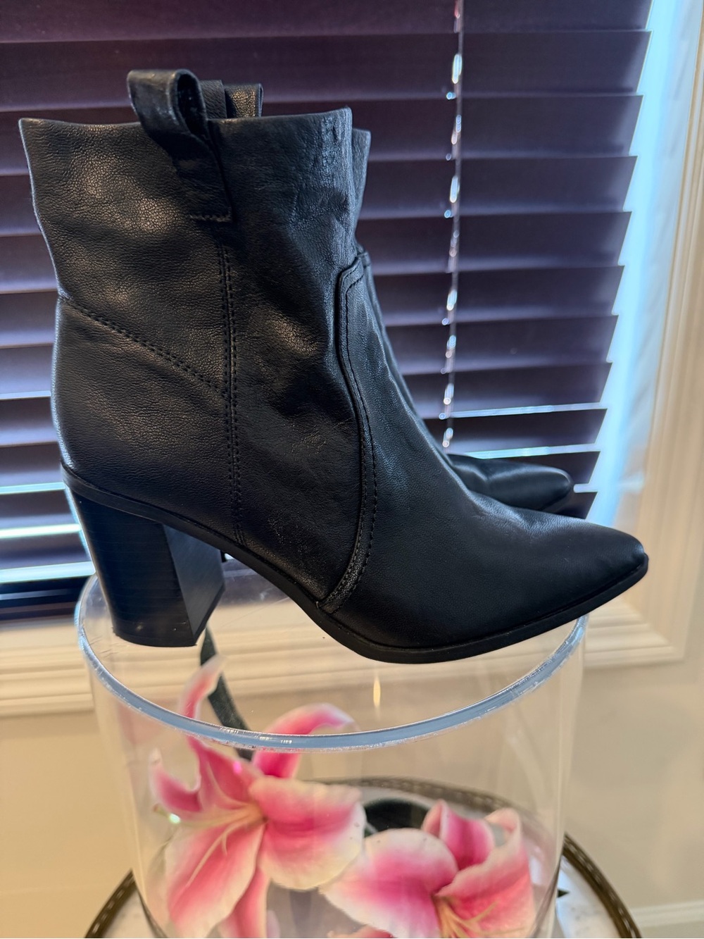 BCBGeneration Black Leather Pull-On Ankle Boots Size 7M